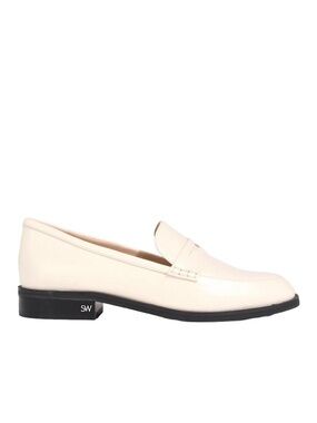 New Stuart Weitzman Emi Penny Loafer White Leather Sz 6.5
